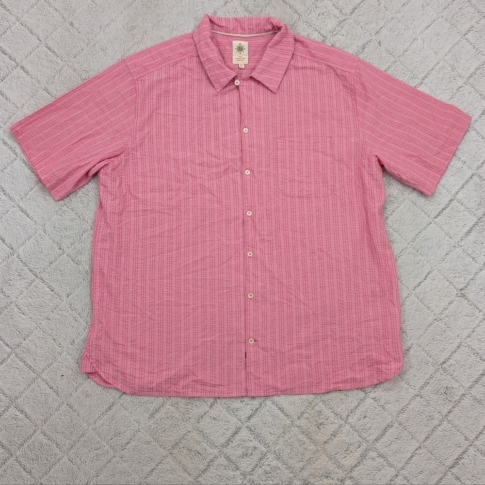 The Territory Ahead Shirt Mens XXL Pink Textured Cotton Short Sleeve Light